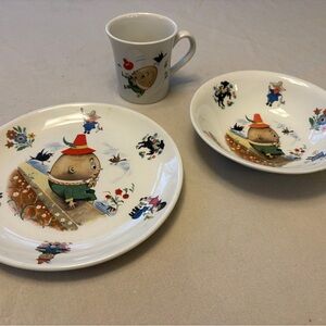 VINTAGE Old Foley James Kent Humpty Dumpty 3-Piece Nursery Set | MINT / UNUSED